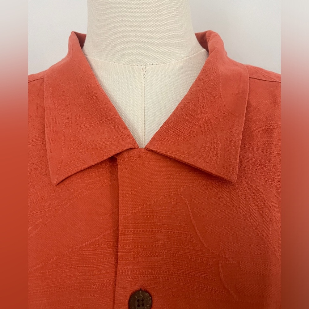 Tommy Bahama 100% Silk Hawaiian Style Short Sleeve Button Down Orange Size 3XT - Picture 5 of 10